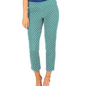 ❤️ 4/$20 Mud Pie capris Women's small Stretch ankle pants green white blue scale